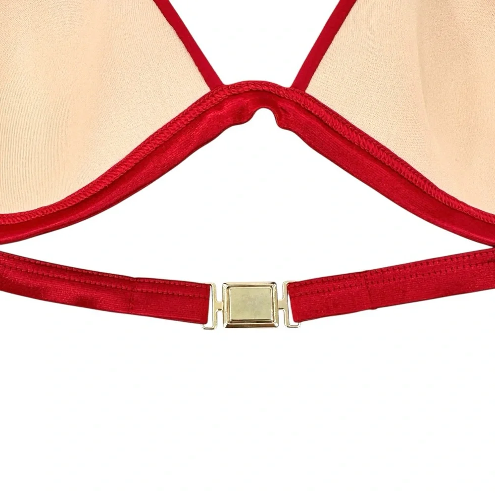 La Perla Red Striped Bikini Swimsuit Swim Top sz 10 - Picture 6 of 9